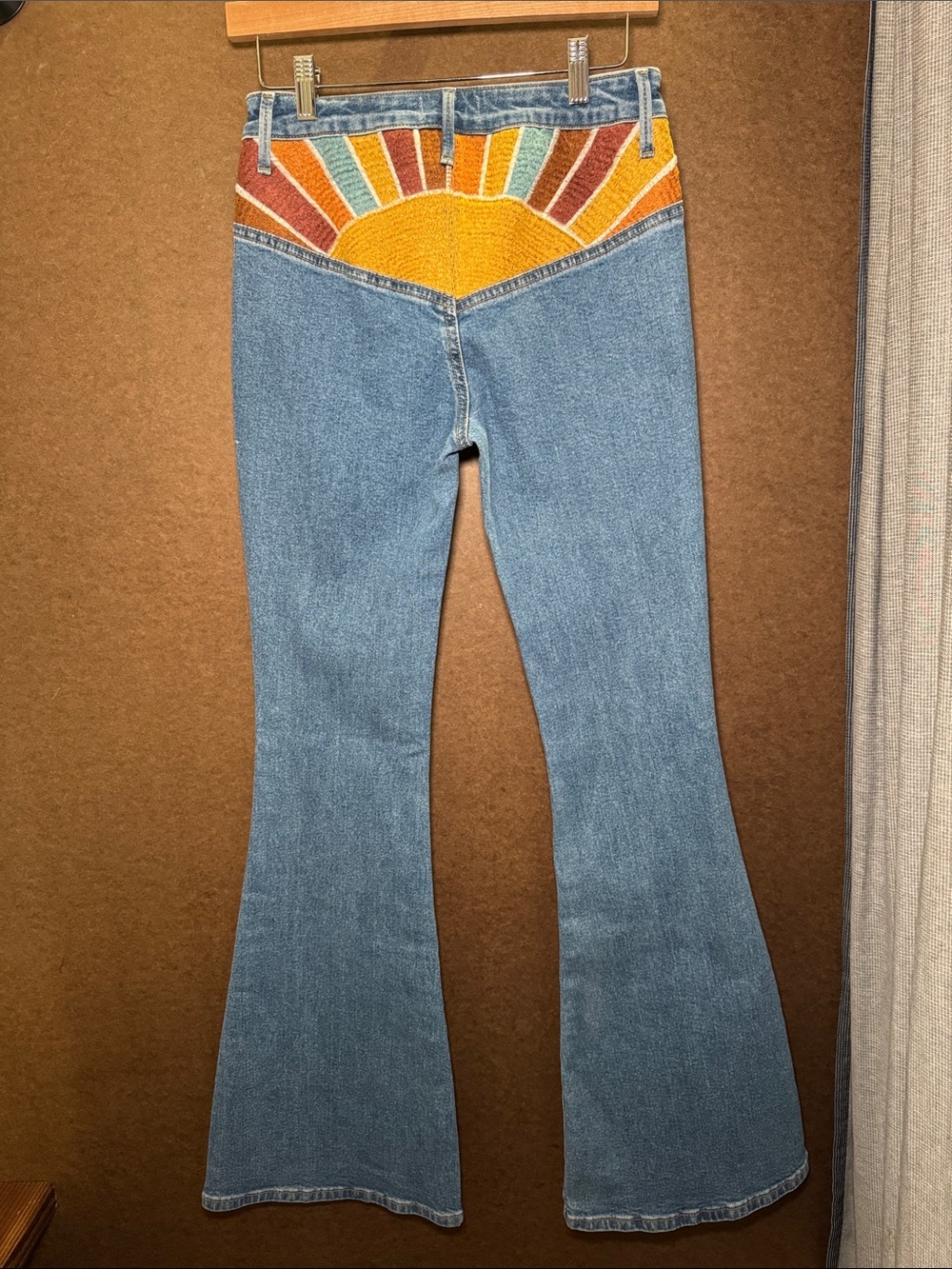 DRIFTWOOD Light Blue Flare Jeans with Embroidered Sunrise